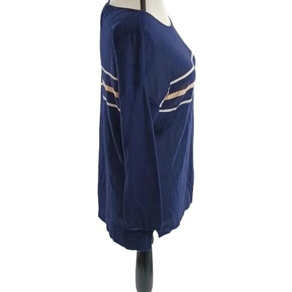 GAP Long Sleeve Top Womens Size M Navy Blue Striped Lightweight Casual Shirt - Picture 4 of 7